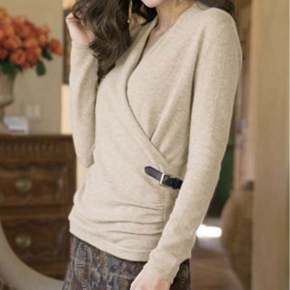 🆕 Soft Surroundings | Luxe Cashmere Crossover Wrap Sweater Size 1X - Picture 1 of 8